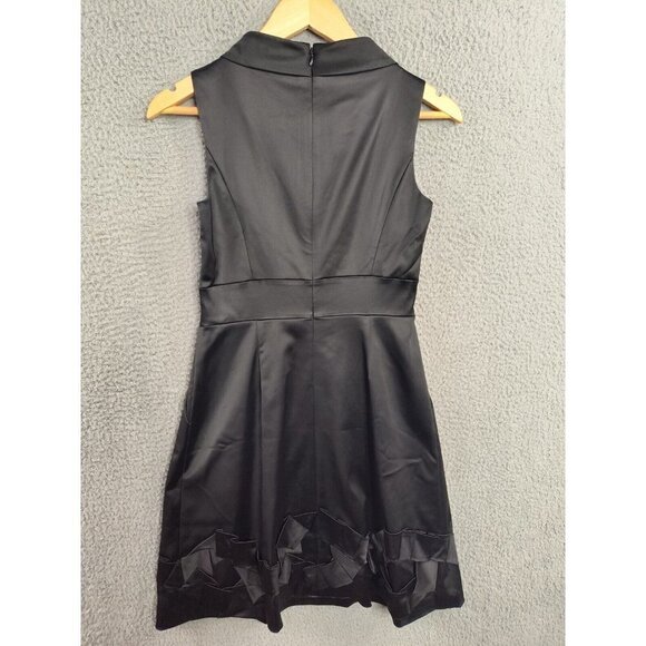 Cynthia Steffe Black Pleated Applique Sheath Dress 2 Shimmery Chic NEW $295 - Picture 2 of 10